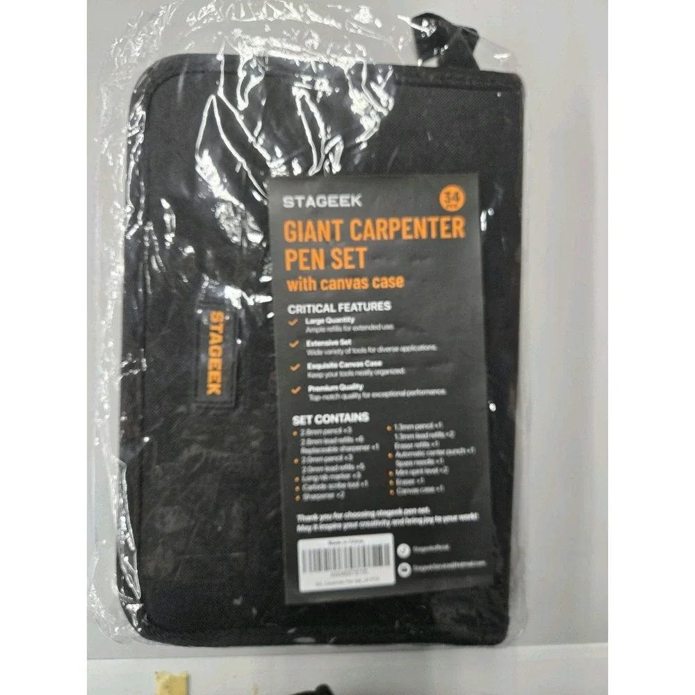 STAGEEK GIANT CARPENTER‎ PEN SET WITH CANVAS CASE 34 Piece